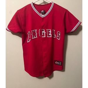 Mike Trout Majestic Red Angels 27 Jersey S Gently Worn